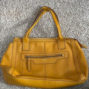 Fossil Mustard Leather Satchel
